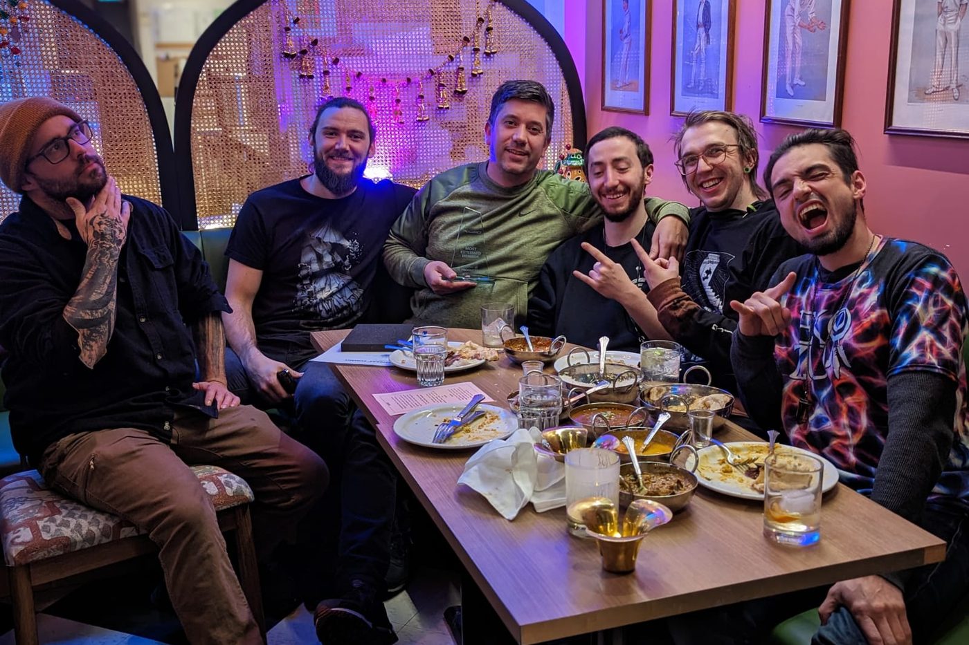 Partners around the table over dinner